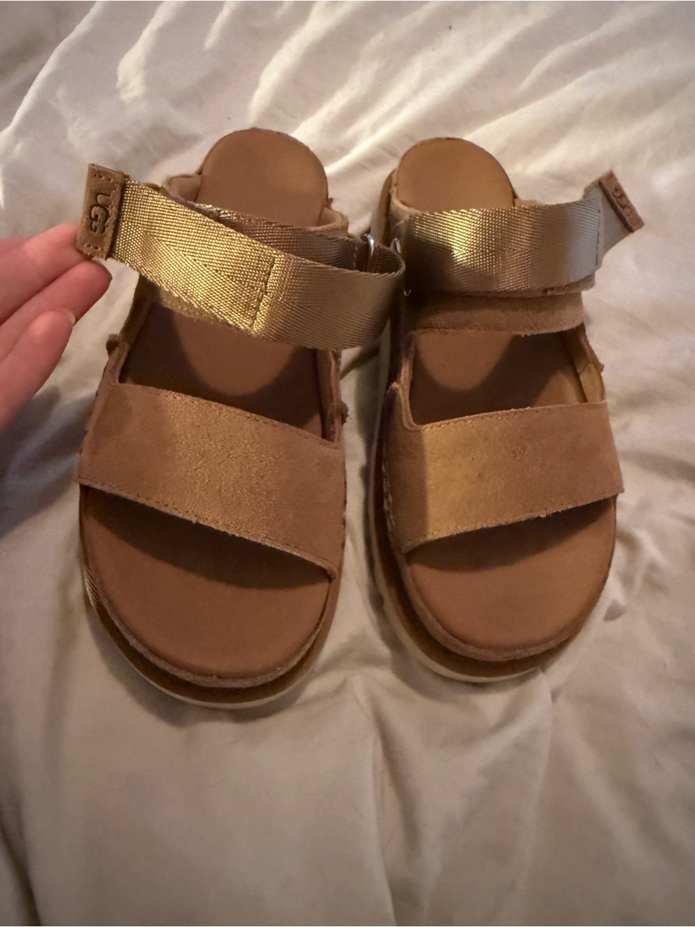 UGG Bronze Suede Adjustable Strap Sandals